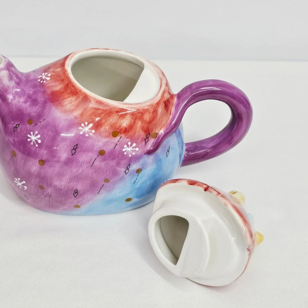 Cat Teapot Studio Designworks‎ Handpainted Whimsical Colorful Ceramic Art